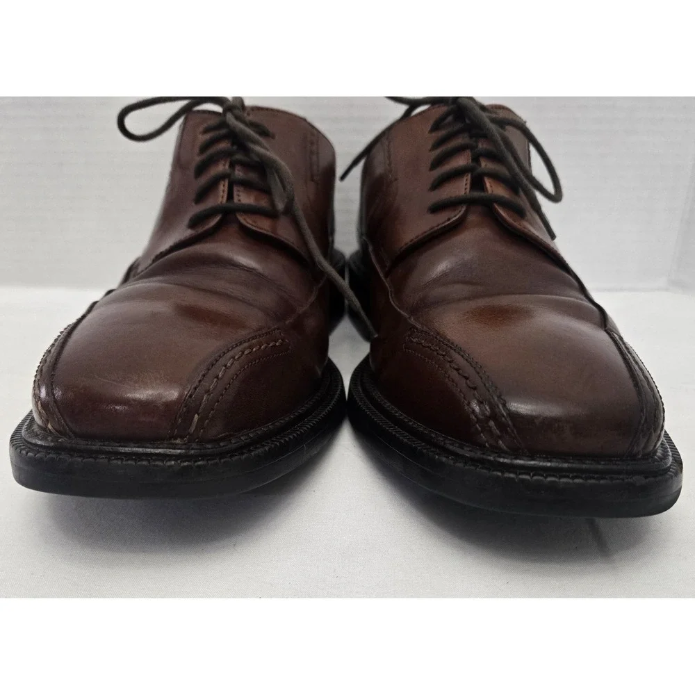 Johnston & Murphy Mens 8 M Brown Leather Oxford Dress Shoes Made In Italy GUC